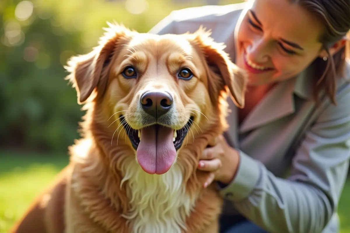 dog owner maintaining canine hygiene for clean healthy and happy pet