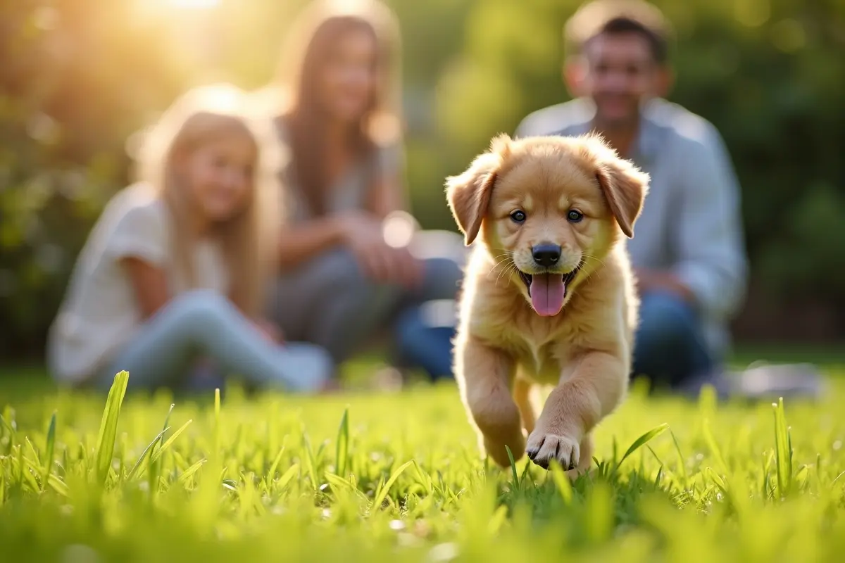 happy healthy puppy playing after adoption from a responsible breeder