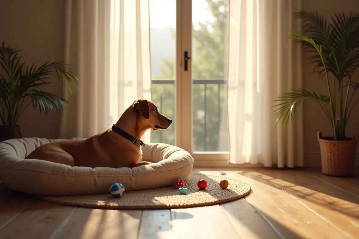 cozy home space designed for a new dog to feel safe